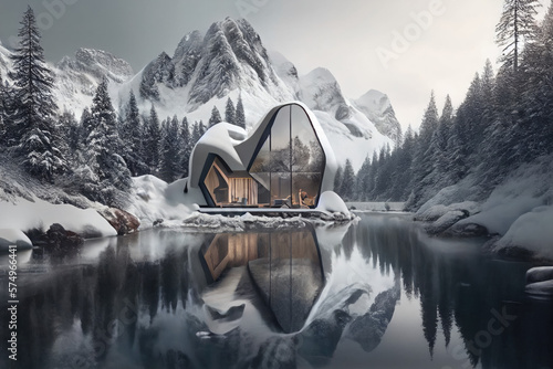 Futuristic Luxury Eco-Home - Generative AI illustration © CrazyCat