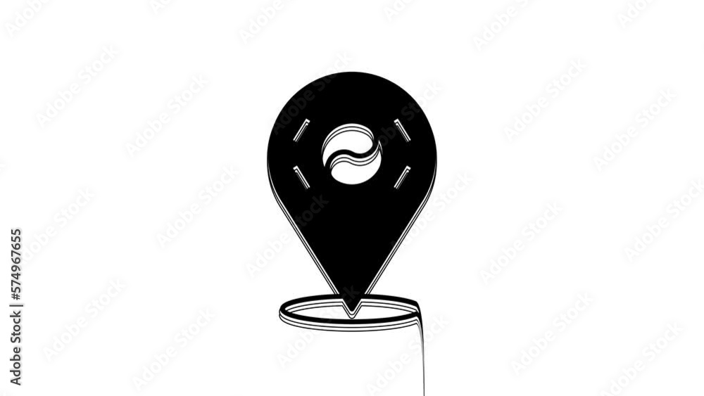 Black Location South Korea icon isolated on white background. 4K Video motion graphic animation Black Location South Korea icon isolated on white background. 4K Video motion graphic animation