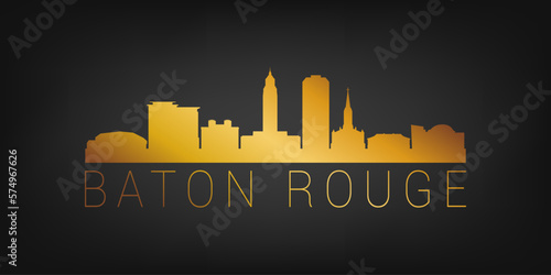 Baton Rouge, LA, USA Gold Skyline City Silhouette Vector. Golden Design Luxury Style Icon Symbols. Travel and Tourism Famous Buildings.