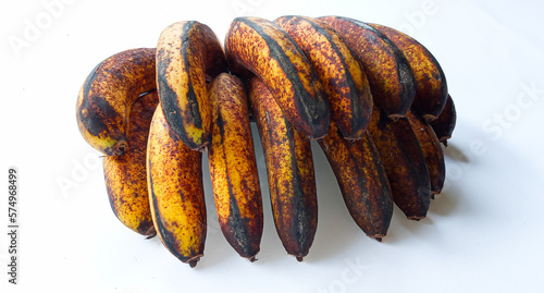 Banana fruit on a white background. in Indonesia this type of banana is called Medan banana or Pisang Barangan, this banana is widely cultivated in the area of ​​North Sumatra. Pisang medan. photo