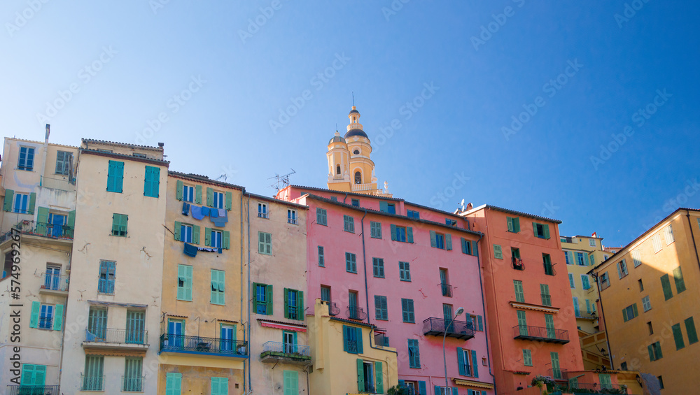 Houses on the seafront, old town of Menton