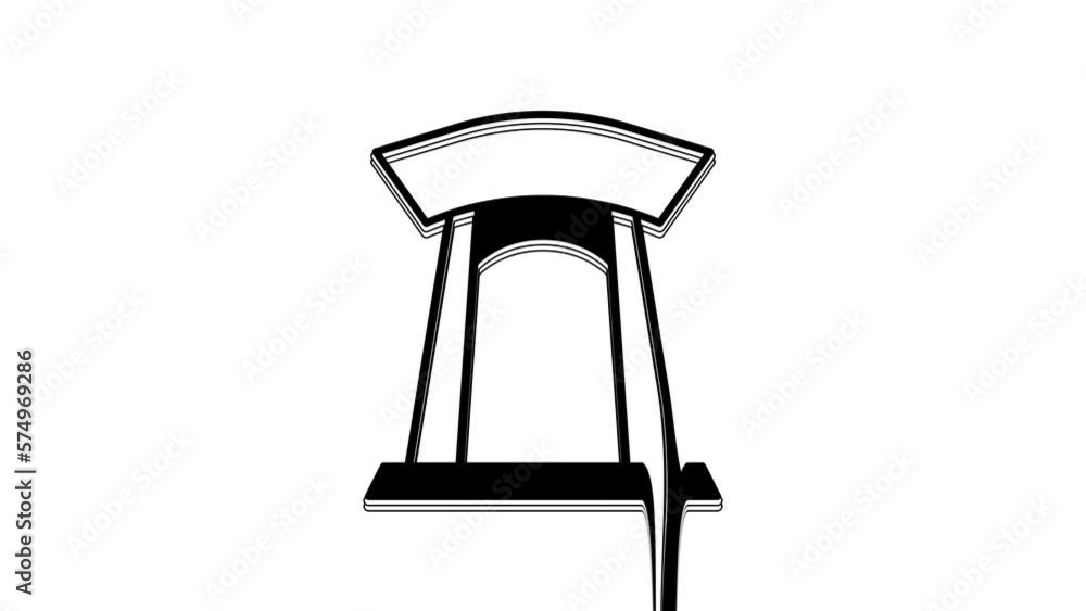 Black Korean traditional gate icon isolated on white background. 4K Video motion graphic animation Black Korean traditional gate icon isolated on white background. 4K Video motion graphic animation