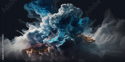 blue smoke shadow , celestial space fade Cloud background -ai generative