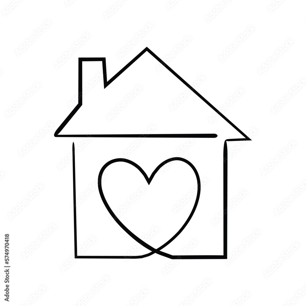 Home continuous one line drawing vector illustration