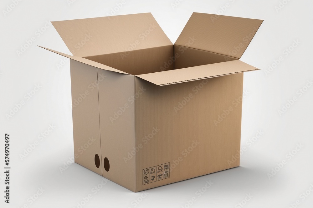 Single White Carton Box Isolated on White Background