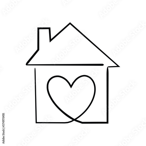 Home continuous one line drawing vector illustration