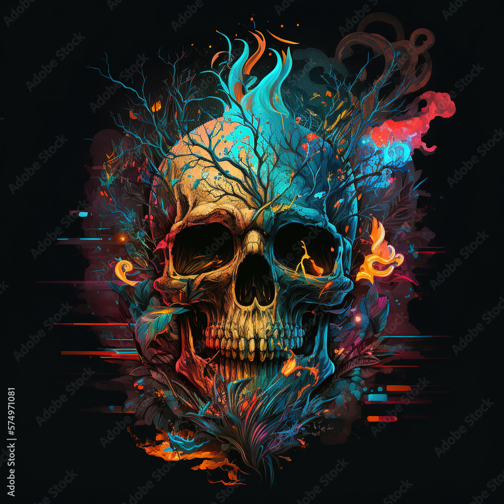 t-shirt design, Skull, art illustration t-shirt design, Skull, art illustration