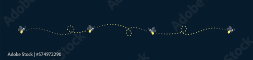 Firefly flying trail border divider clipart