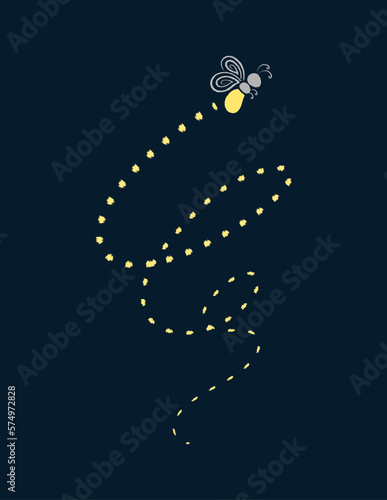 Firefly flying with trail clipart