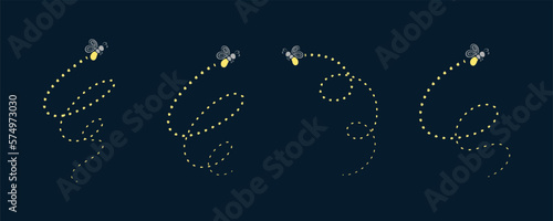 Firefly flying with trail clipart collection. Fireflies abstract illustration.