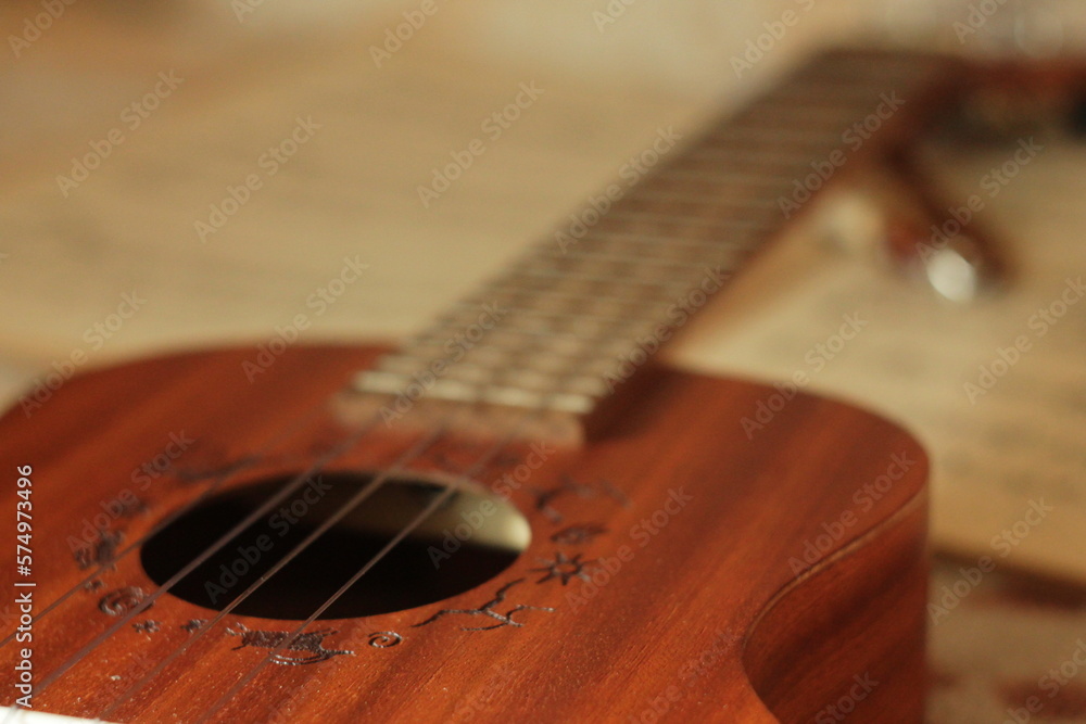 Fototapeta premium Music, guitar, sunny mood, notes, love, passion