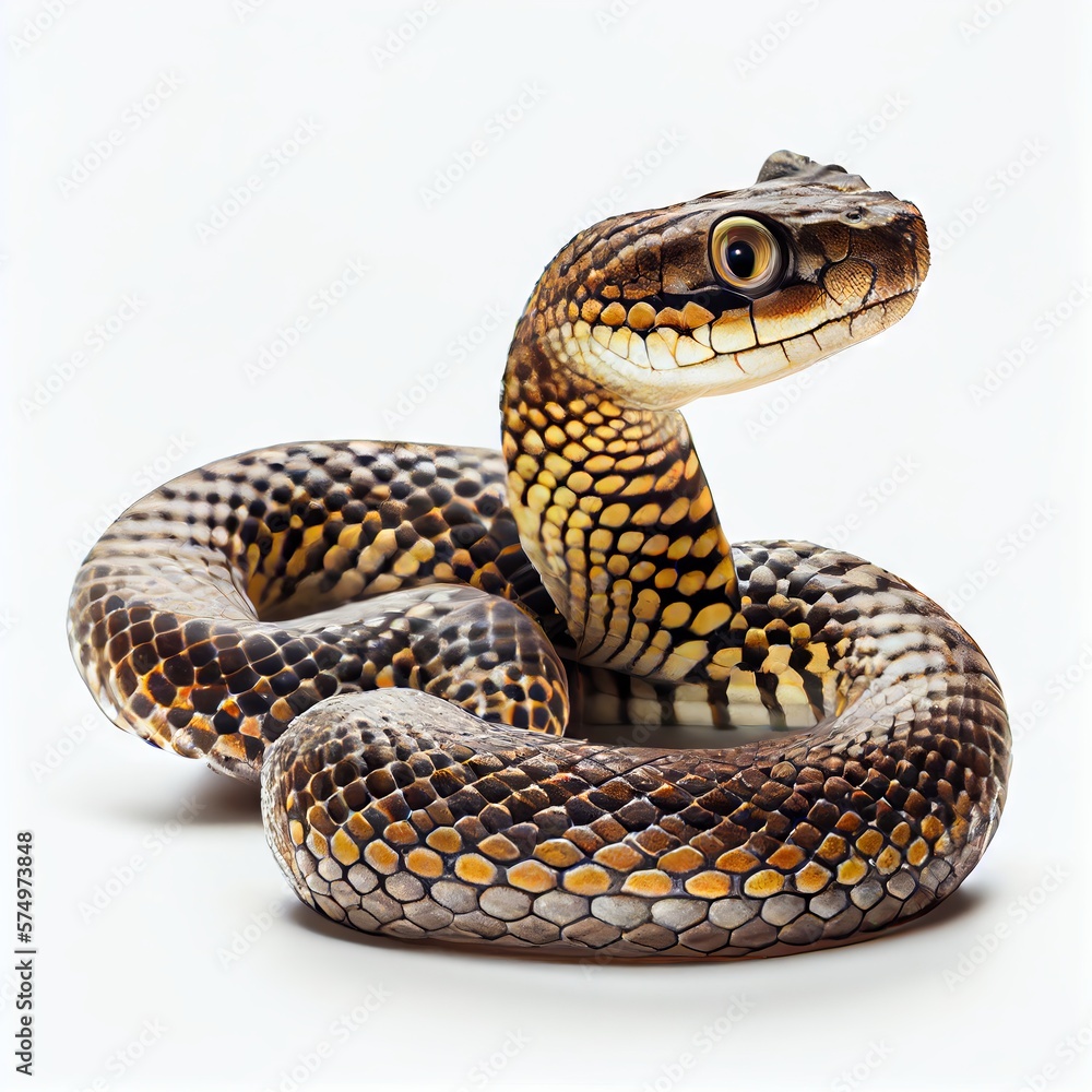 Portrait of a snake on a white background. Isolated. Generative AI Portrait of a snake on a white background. Isolated. Generative AI