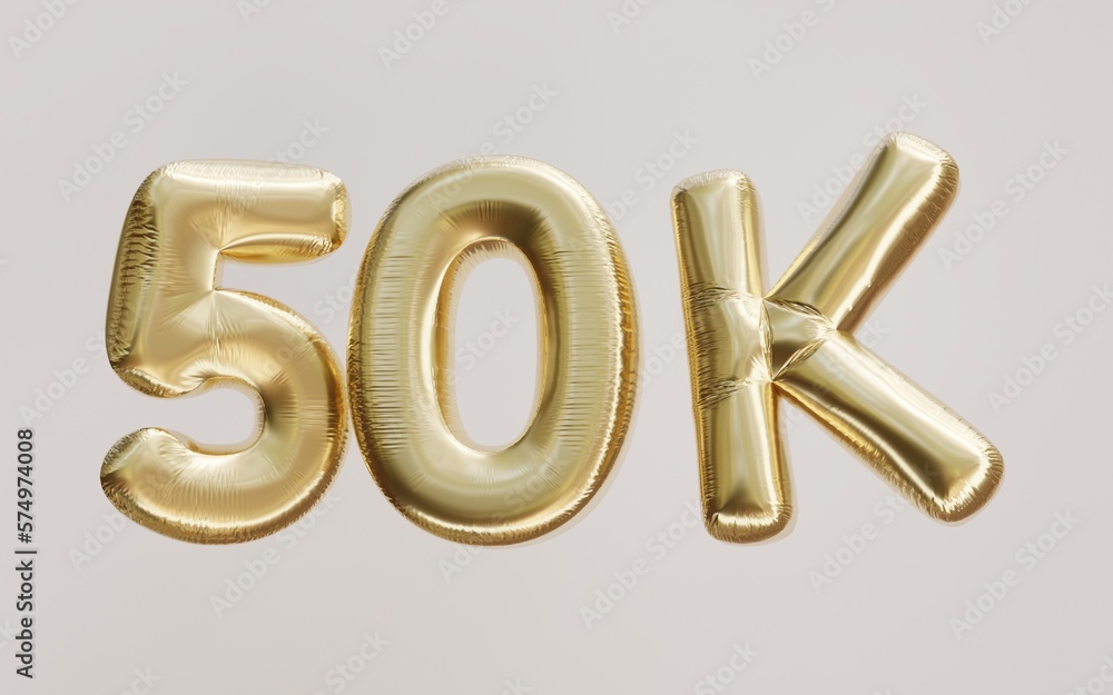50k gold balloon foil text 3d. Thank you, achievement, celebration number illustration 50k gold balloon foil text 3d. Thank you, achievement, celebration number illustration