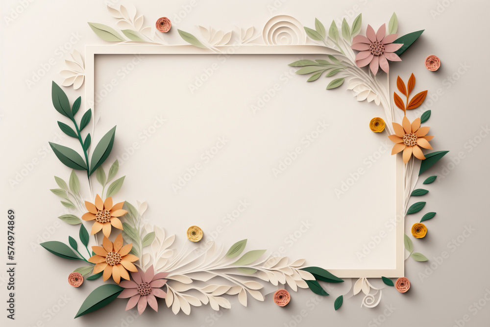 frame of Quill flowers, quilled frame of Quill flowers, quilled