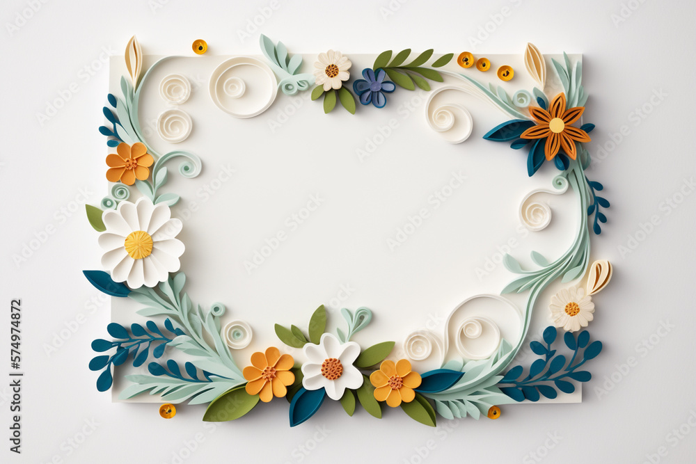 Fototapeta premium frame of Quill flowers, quilled