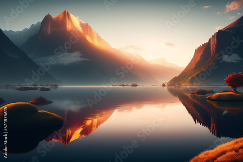 Swiss mountains in the mountains background illustration © Eduardo