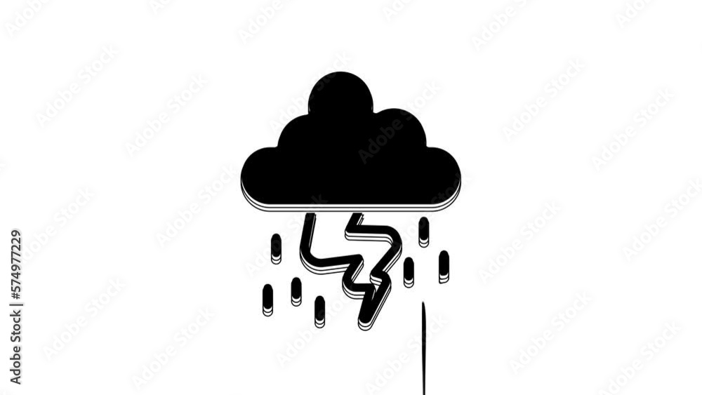 Black Storm icon isolated on white background. Cloud and lightning sign. Weather icon of storm. 4K Video motion graphic animation Black Storm icon isolated on white background. Cloud and lightning sign. Weather icon of storm. 4K Video motion graphic animation