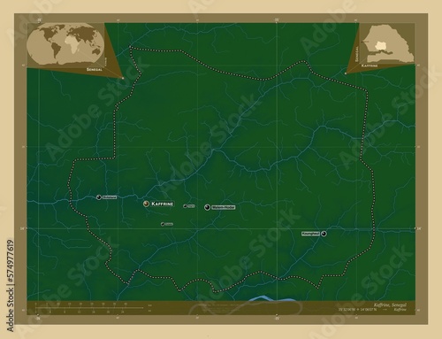 Kaffrine, Senegal. Physical. Labelled points of cities photo