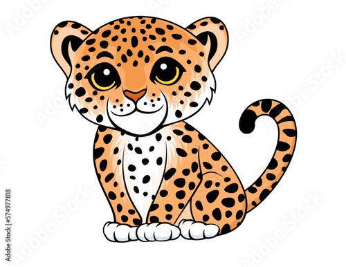 Cute Vector cartoon jaguar sticker