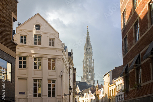 View of Town Hall from Old Town in Brussels  Belgium