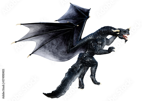 3D Rendering Fairy Tale Dragon on White