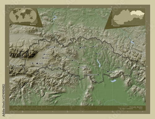 Presovsky, Slovakia. Wiki. Labelled points of cities photo