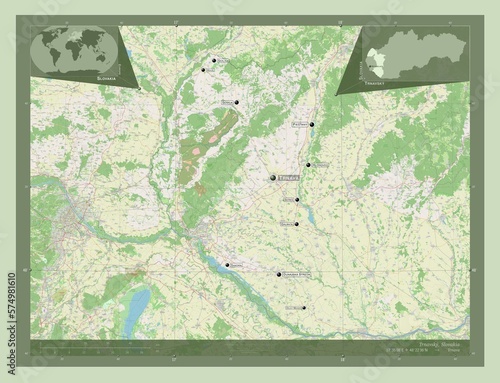 Trnavsky, Slovakia. OSM. Labelled points of cities photo