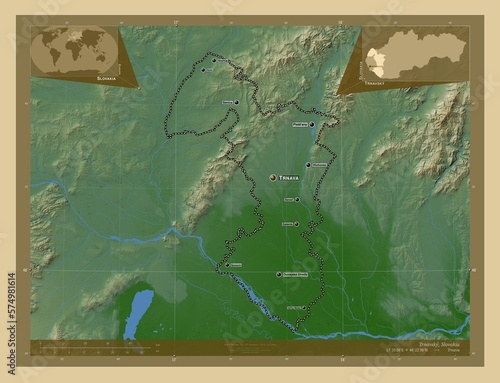 Trnavsky, Slovakia. Physical. Labelled points of cities photo