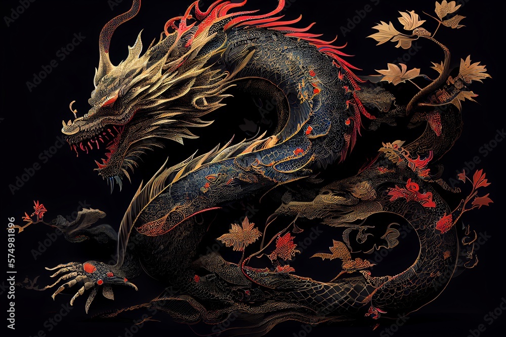Chinese Dragon Illustration. Generative AI Chinese Dragon Illustration. Generative AI