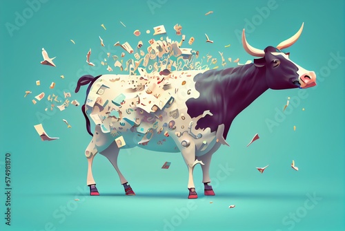 Cash Cow Makes A Lot Of Big Profit Illustration. Generative AI