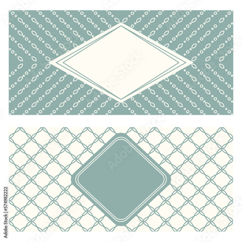 Monochrome banner templates, patterned abstract geometric background. Packaging design, vector illustration.