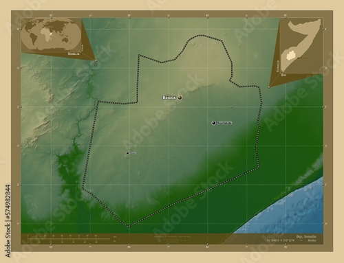 Bay, Somalia. Physical. Labelled points of cities photo