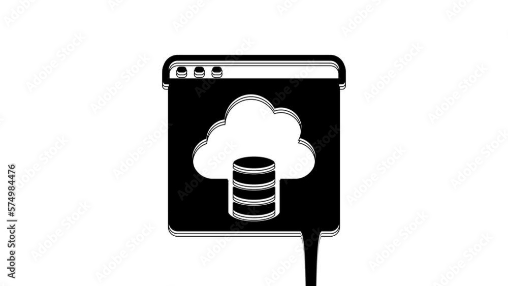 Black Cloud technology data transfer and storage icon isolated on white background. 4K Video motion graphic animation Black Cloud technology data transfer and storage icon isolated on white background. 4K Video motion graphic animation