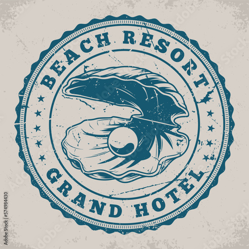 Beach resort monochrome vintage label