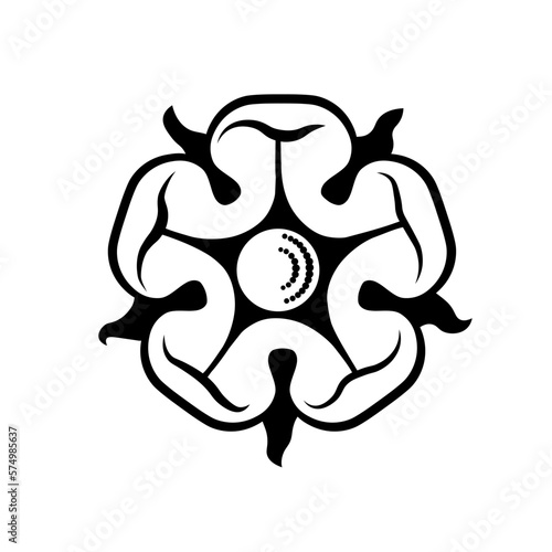 Heraldic rose. Symbol, sign, icon, silhouette, tattoo. Isolated vector illustration. Line.