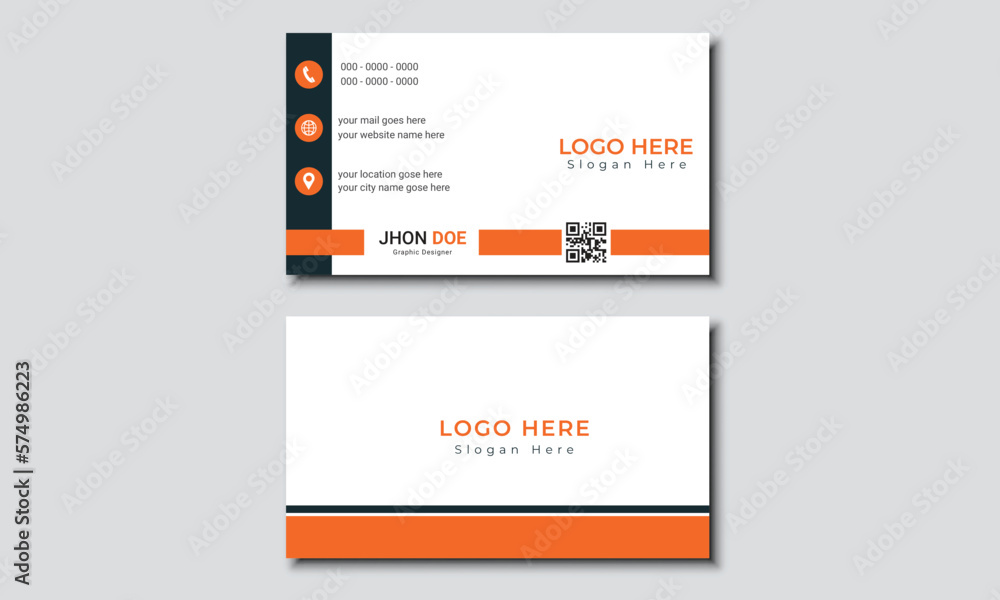 Business card design. Clean professional business card template. Formal modern business card. Vector illustration.