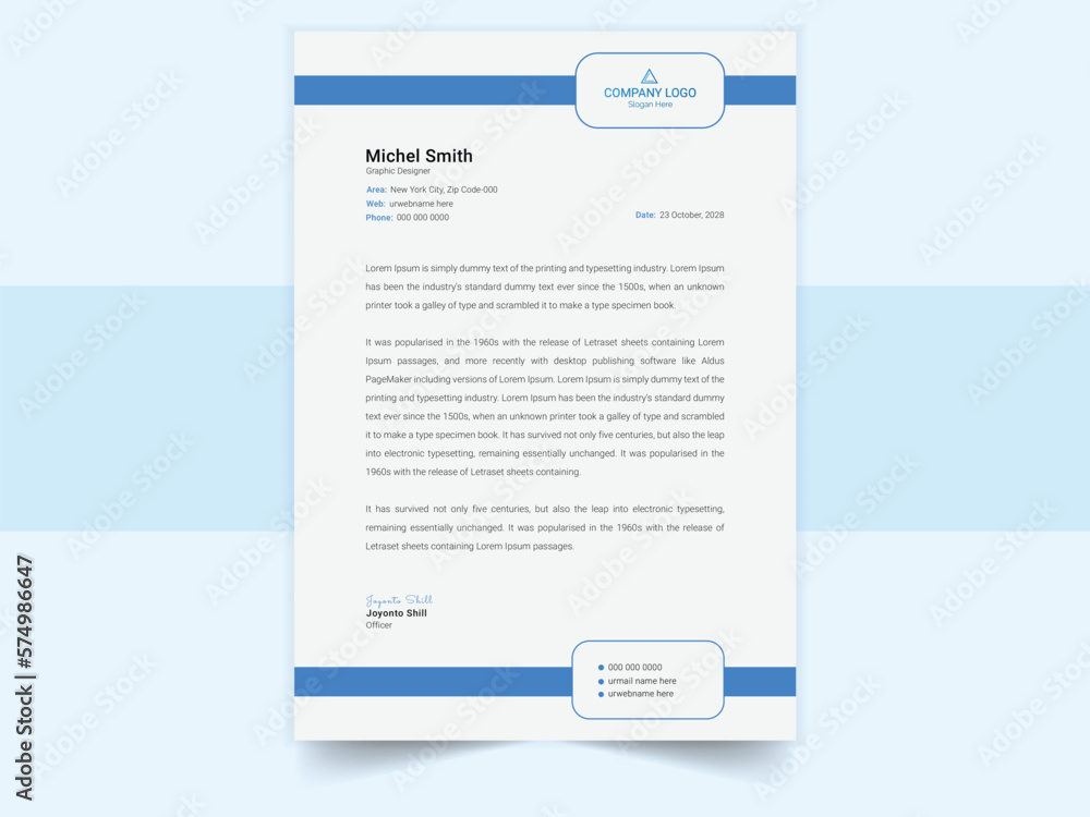 Vector business letterhead design template