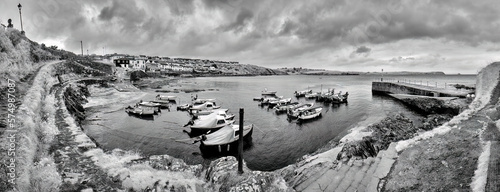portscatho harbour in infrared black and white cornwall uk  photo