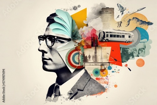 Wallpaper Mural Creative mind. Concept of intelligence. Art collage on a white background. Generative AI Torontodigital.ca