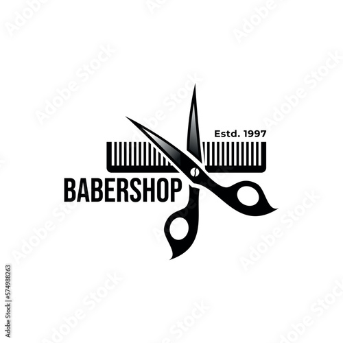 Barbershop simple minimalist logo design with elegant ornament