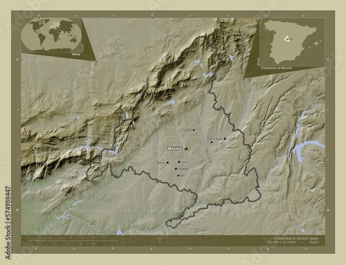 Comunidad de Madrid, Spain. Wiki. Labelled points of cities photo