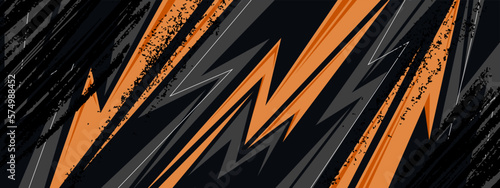 Sport car decal abstract geometric style. Abstract orange grey geometric stripes background.