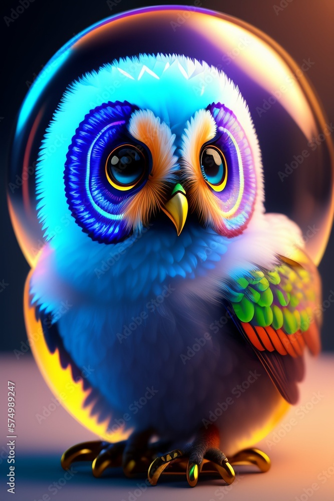 A realistic cute adorable baby owl A realistic cute adorable baby owl