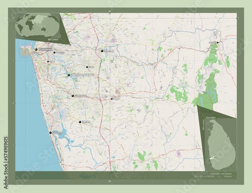 Colombo, Sri Lanka. OSM. Labelled points of cities
