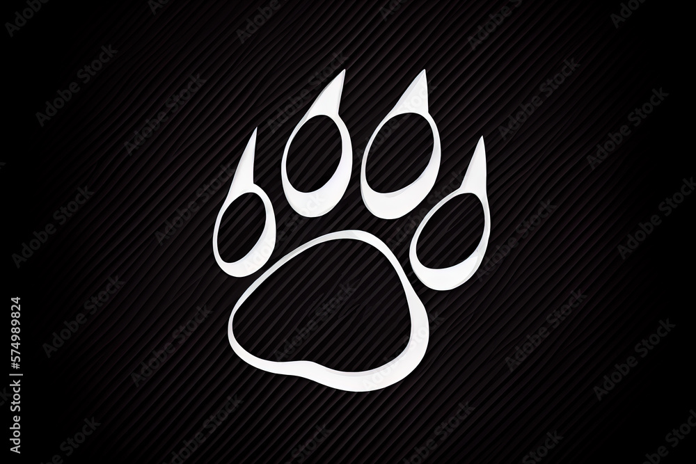 cat paw print flat icon for animal apps and websites, realistic. Generative Ai - obrazy, fototapety, plakaty 