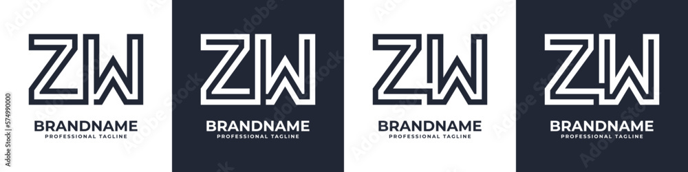 Simple ZW Monogram Logo, suitable for any business with ZW or WZ initial. - obrazy, fototapety, plakaty 