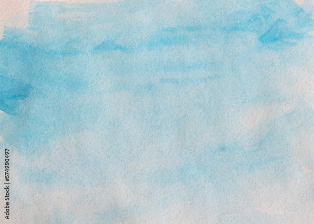 Abstract blue watercolor background, watercolor drawing