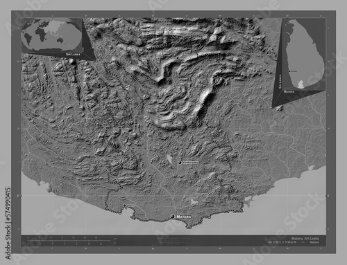 Matara, Sri Lanka. Bilevel. Labelled points of cities photo