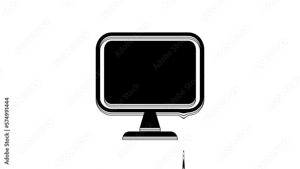 Black Computer monitor screen icon isolated on white background. Electronic device. Front view. 4K Video motion graphic animation Black Computer monitor screen icon isolated on white background. Electronic device. Front view. 4K Video motion graphic animation