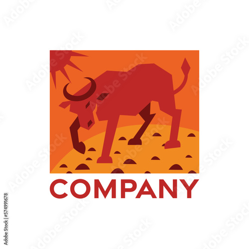 Angry bull logo. Simple, Modern, character.